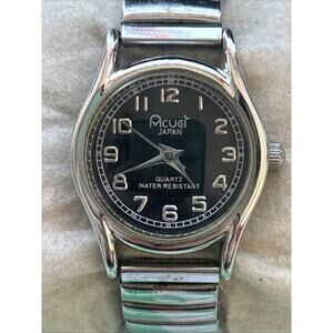 Acuet Black Dial Silver Tone Women’s Quartz Watch